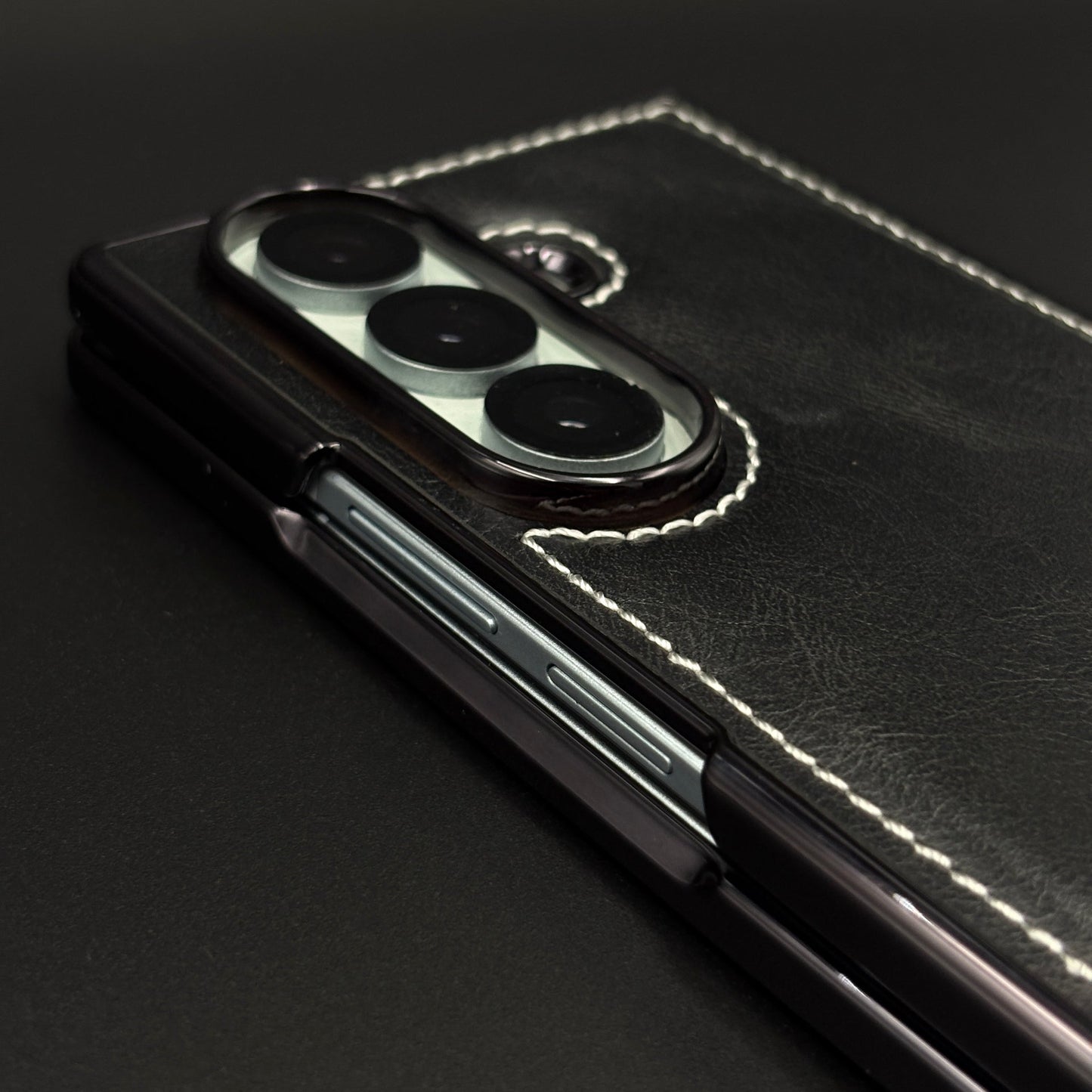 Stitch Leather Mobile Case Cover with Front Screen Protector for Samsung Galaxy Z Fold 7
