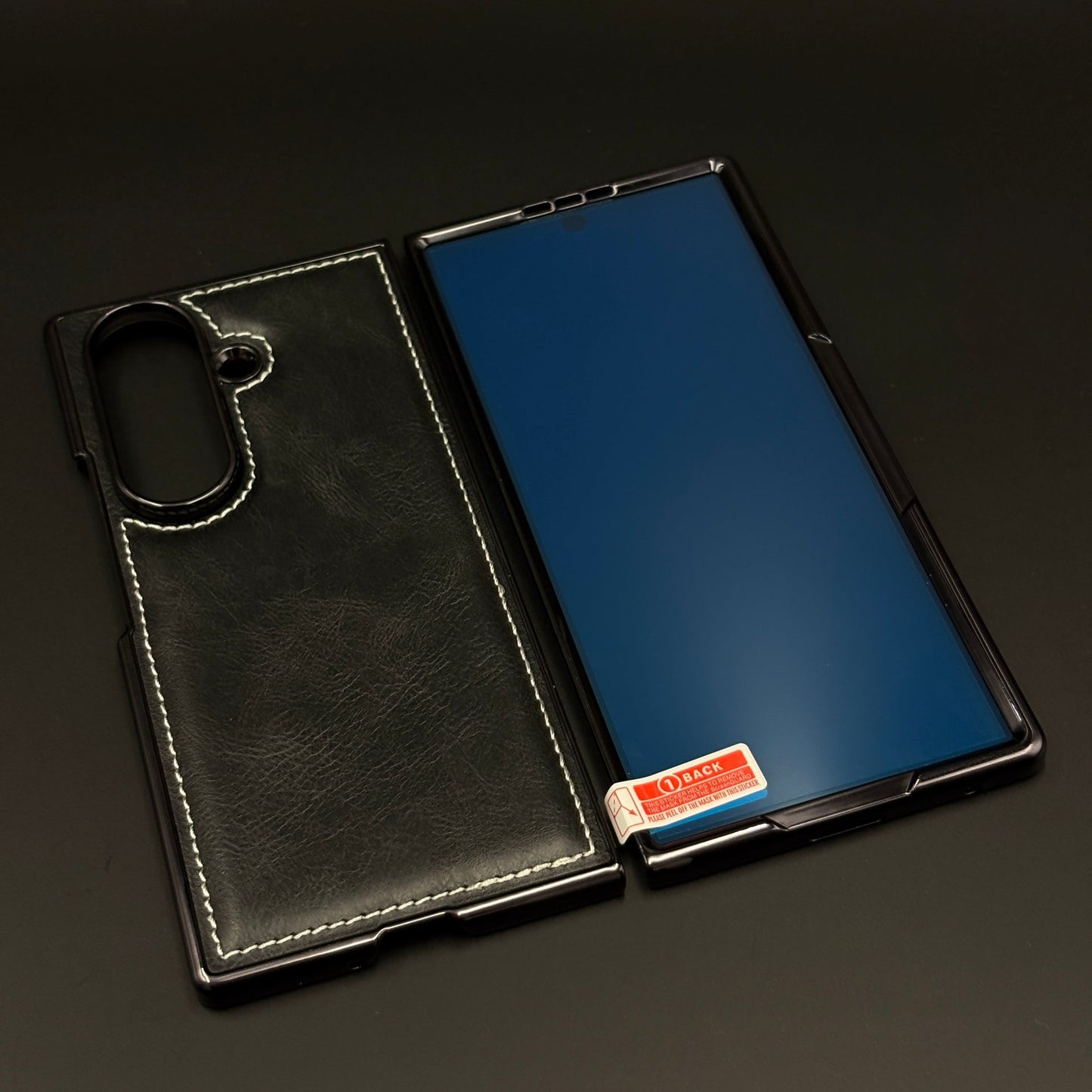 Stitch Leather Mobile Case Cover with Front Screen Protector for Samsung Galaxy Z Fold 7
