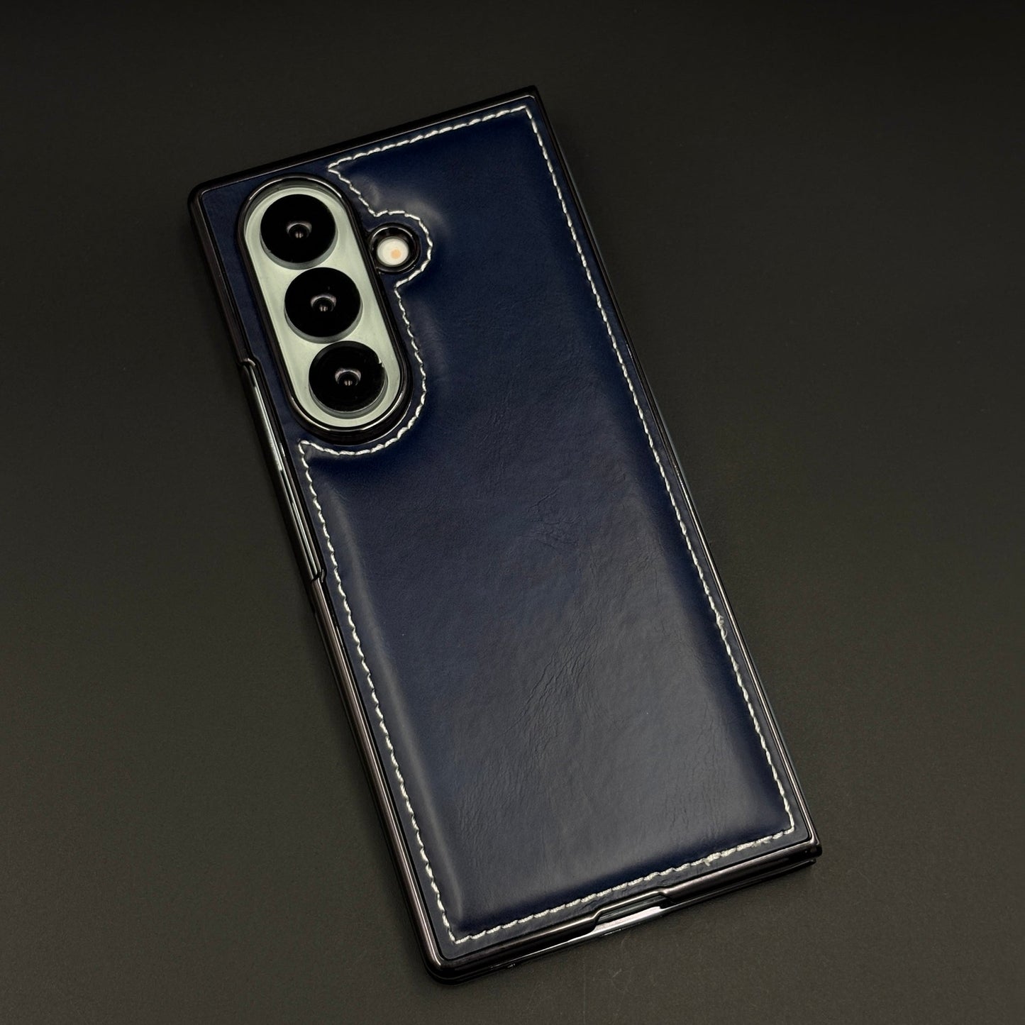 Stitch Leather Mobile Case Cover with Front Screen Protector for Samsung Galaxy Z Fold 7