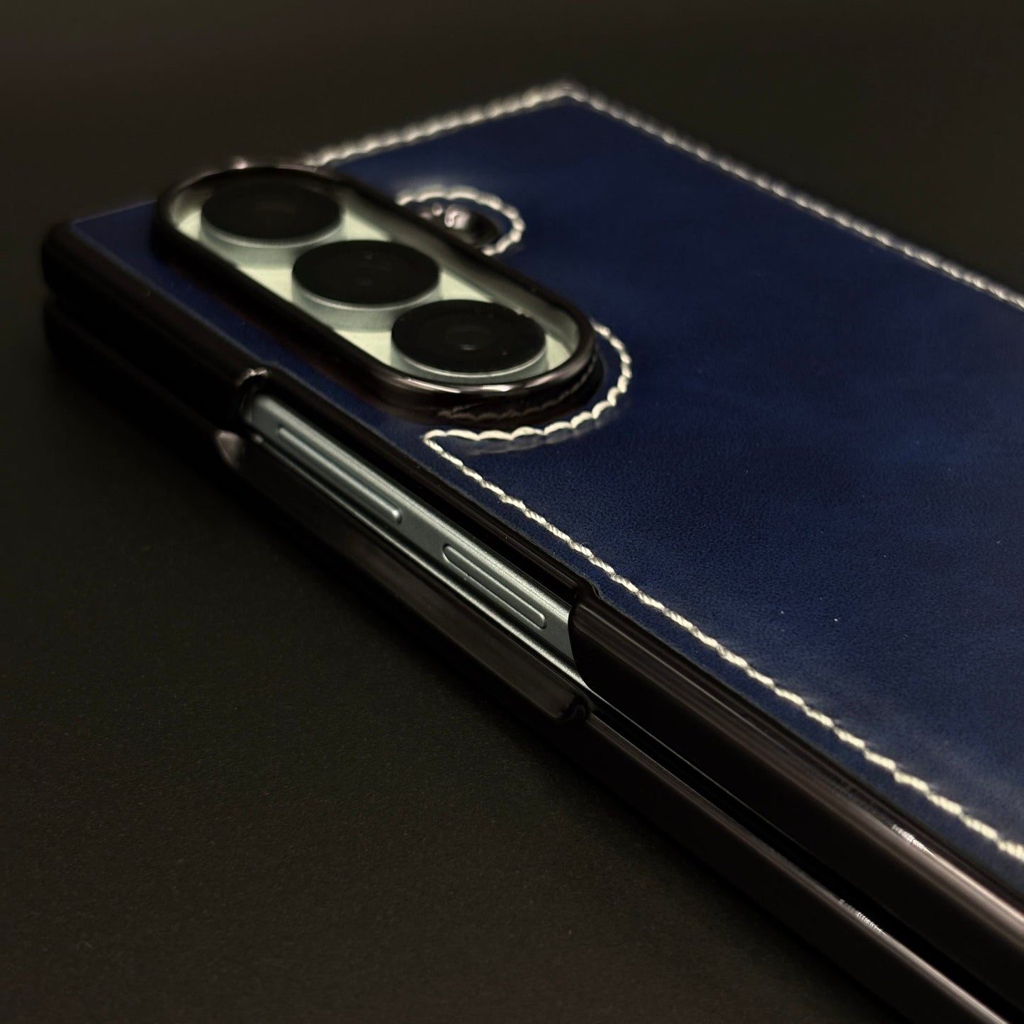 Stitch Leather Mobile Case Cover with Front Screen Protector for Samsung Galaxy Z Fold 7