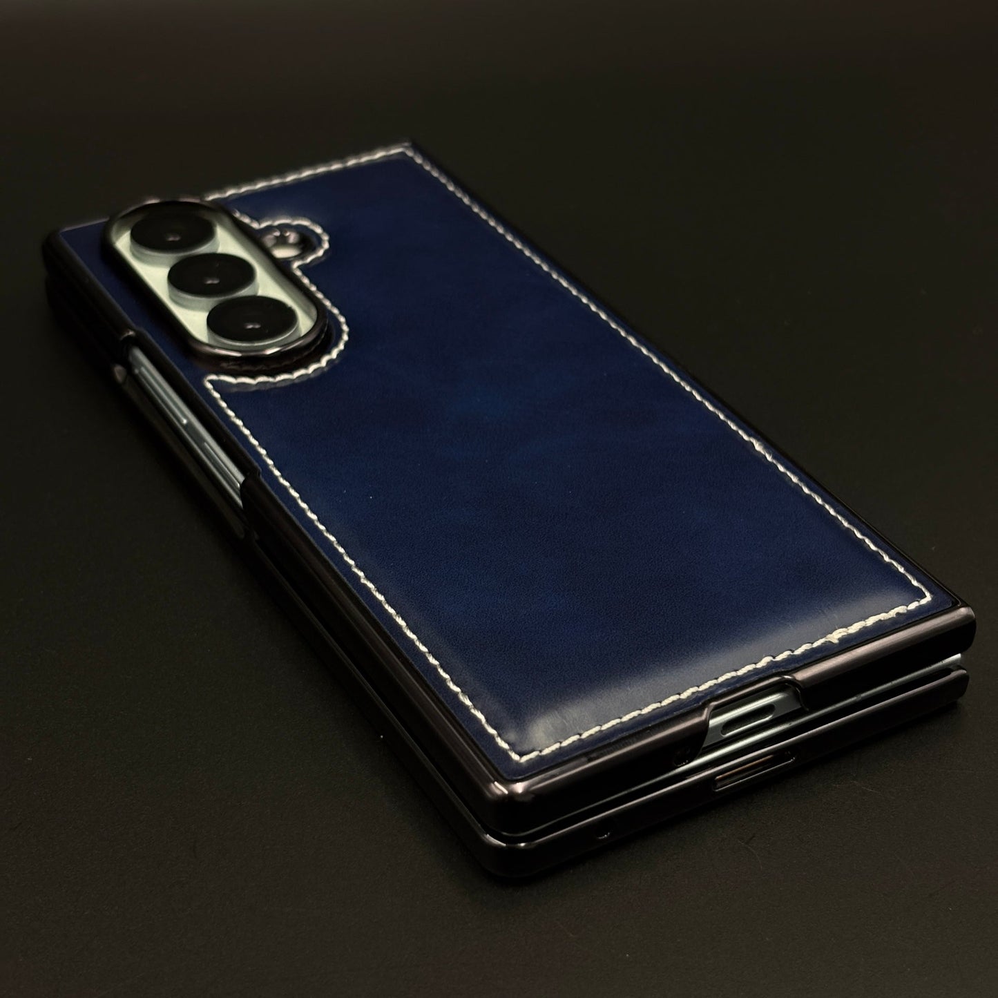 Stitch Leather Mobile Case Cover with Front Screen Protector for Samsung Galaxy Z Fold 7