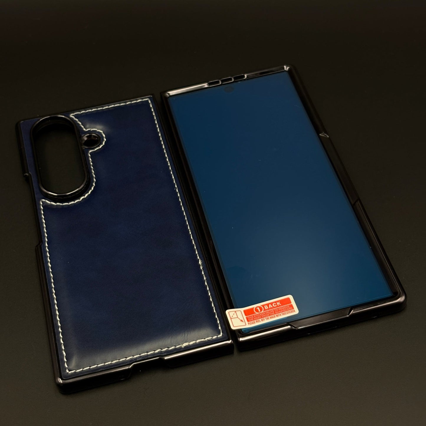 Stitch Leather Mobile Case Cover with Front Screen Protector for Samsung Galaxy Z Fold 7