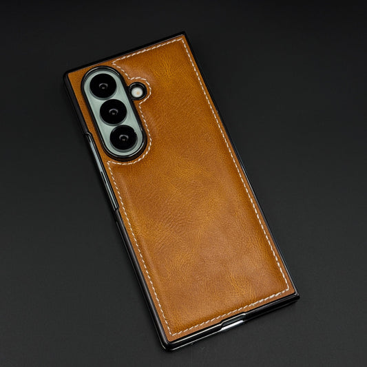 Stitch Leather Mobile Case Cover with Front Screen Protector for Samsung Galaxy Z Fold 7