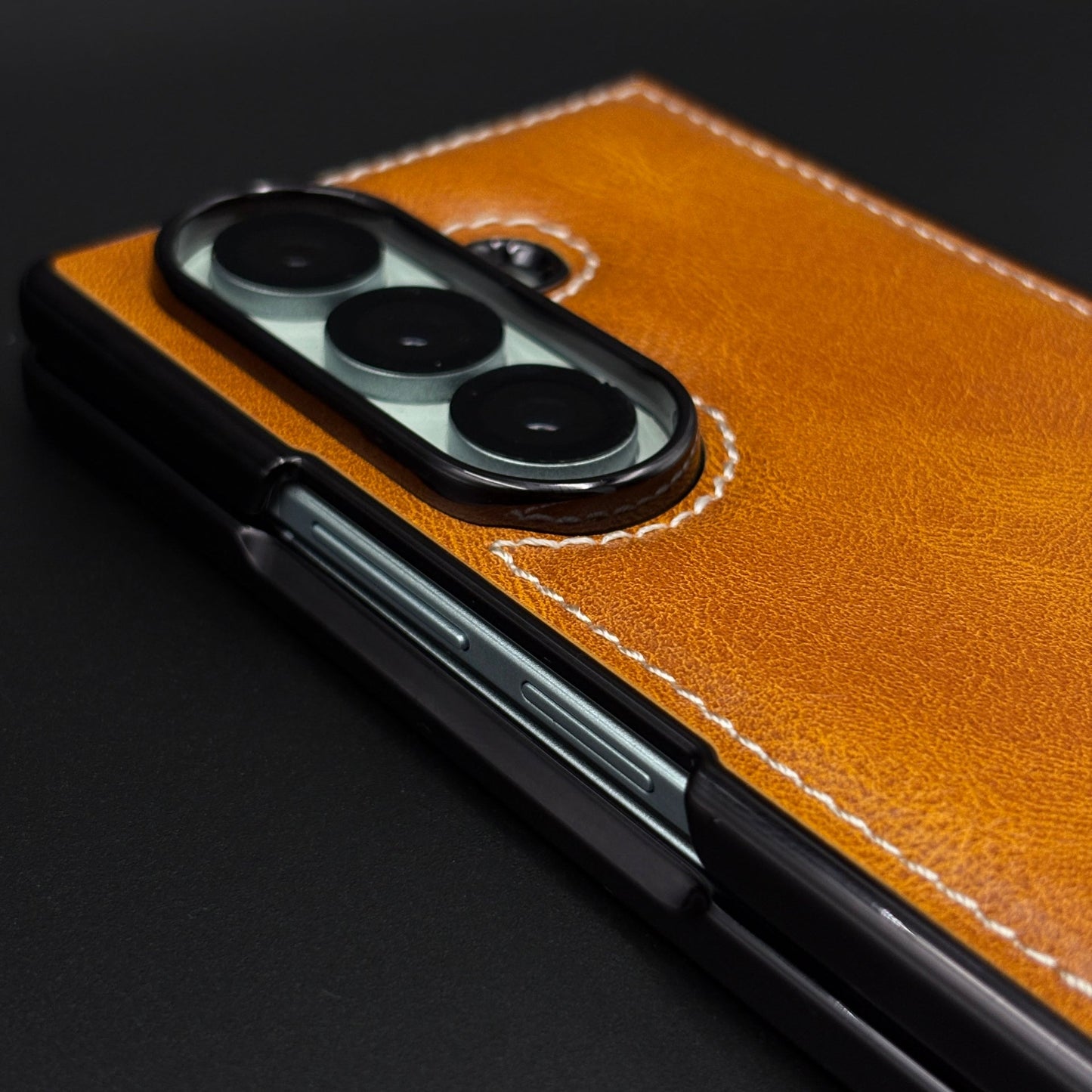 Stitch Leather Mobile Case Cover with Front Screen Protector for Samsung Galaxy Z Fold 7