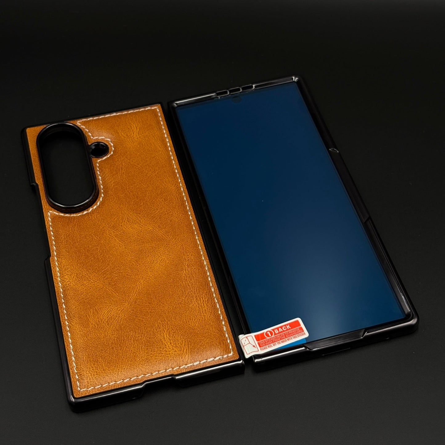 Stitch Leather Mobile Case Cover with Front Screen Protector for Samsung Galaxy Z Fold 7
