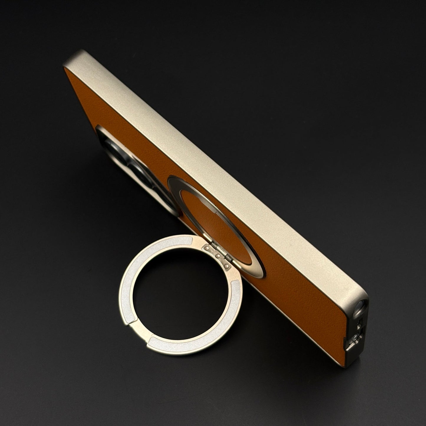 Slim Leather MagSafe Mobile Case Cover with Metal Ring Stand for Galaxy S25 Ultra
