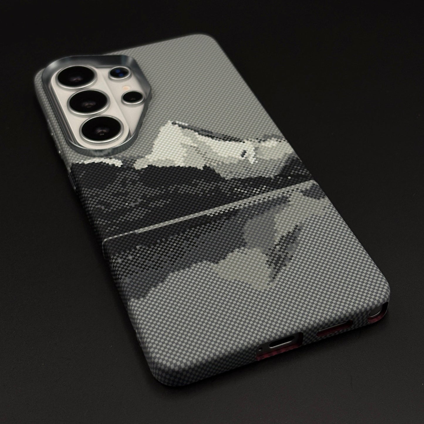 Snowpeak Mountain Carbon Fibre Hidden MagSafe Mobile Case Cover for Samsung Galaxy S26 Ultra