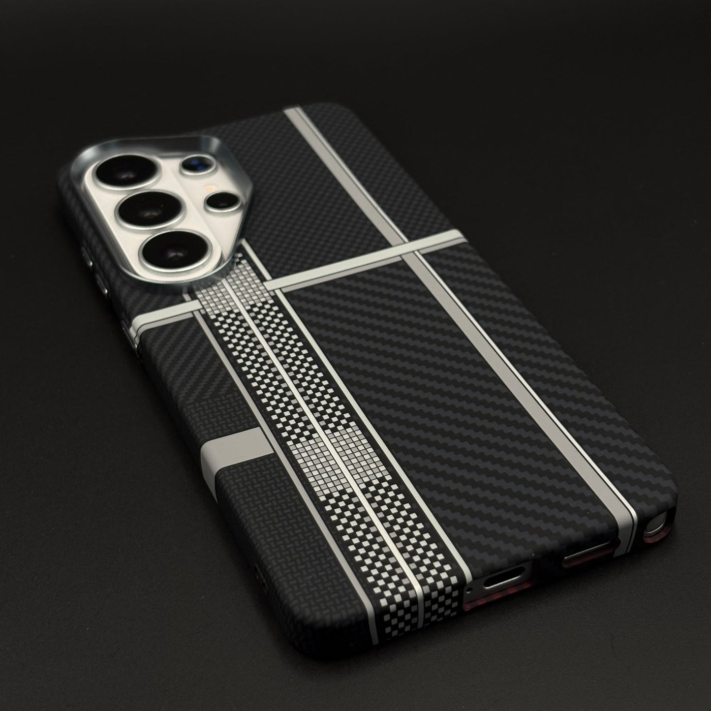 Carbon Fibre Cross Grid Hidden MagSafe Mobile Case Cover for Samsung Galaxy S26 Ultra
