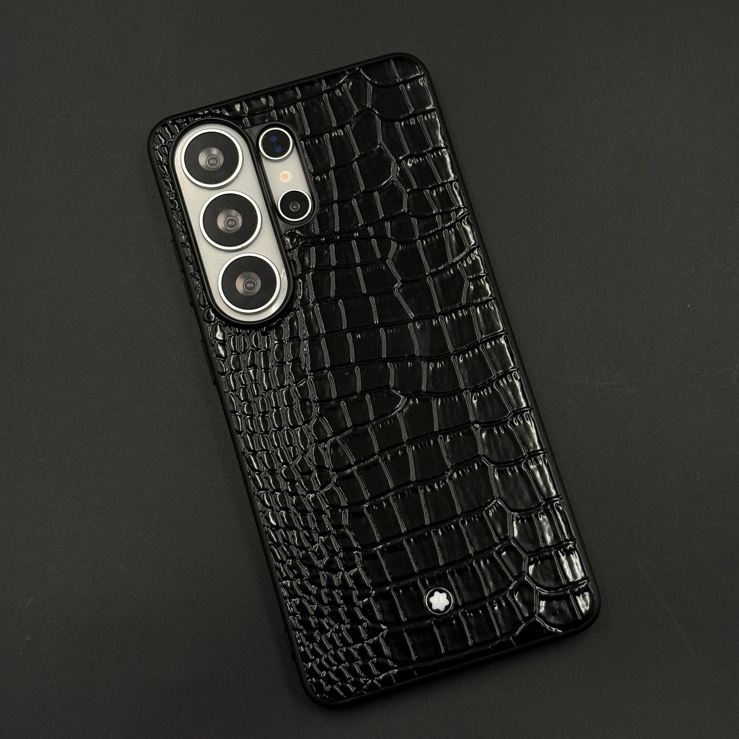 MB Logo Croc Texture Leather Style Mobile Case Cover for Samsung Galaxy S26 Ultra