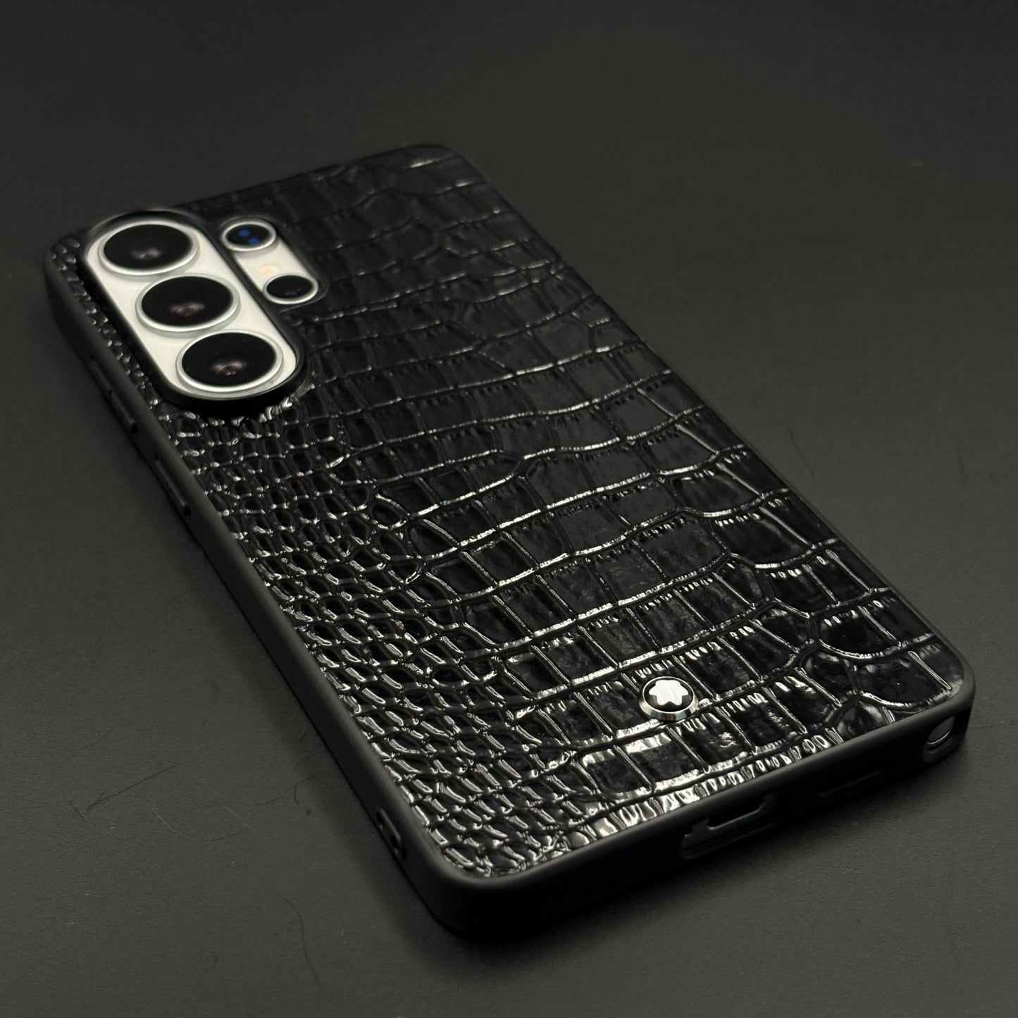 MB Logo Croc Texture Leather Style Mobile Case Cover for Samsung Galaxy S26 Ultra