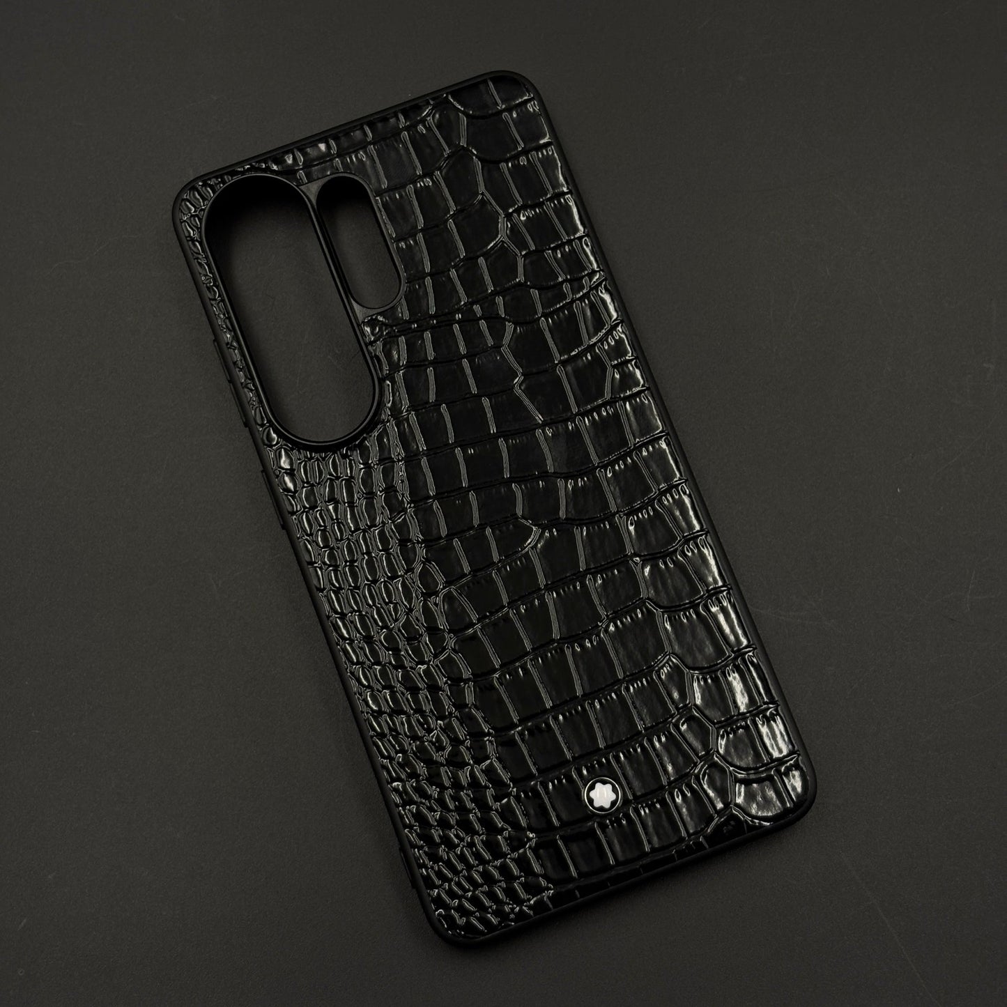 MB Logo Croc Texture Leather Style Mobile Case Cover for Samsung Galaxy S26 Ultra