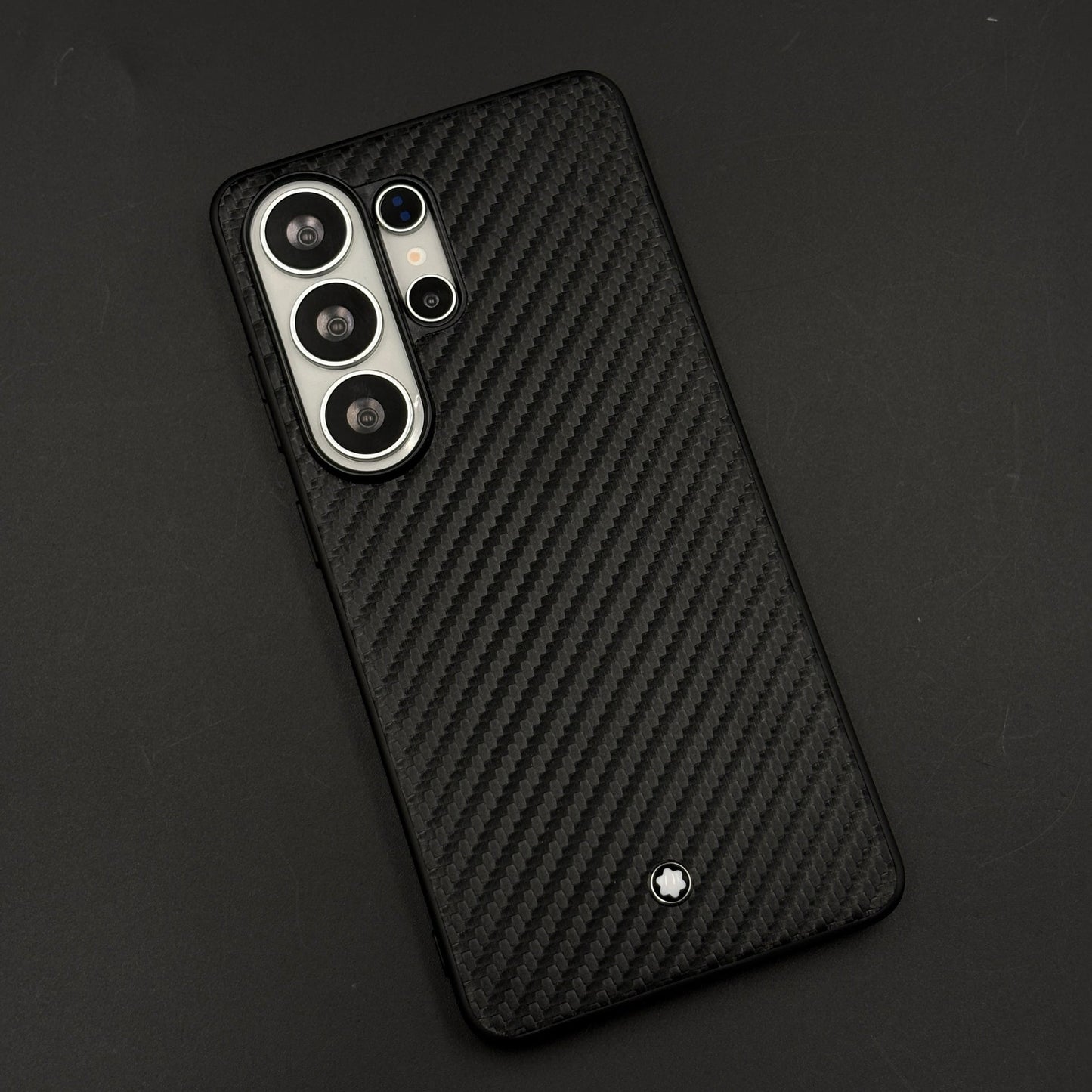 MB Logo Carbon Fibre Texture Leather Style Mobile Case Cover for Samsung Galaxy S26 Ultra
