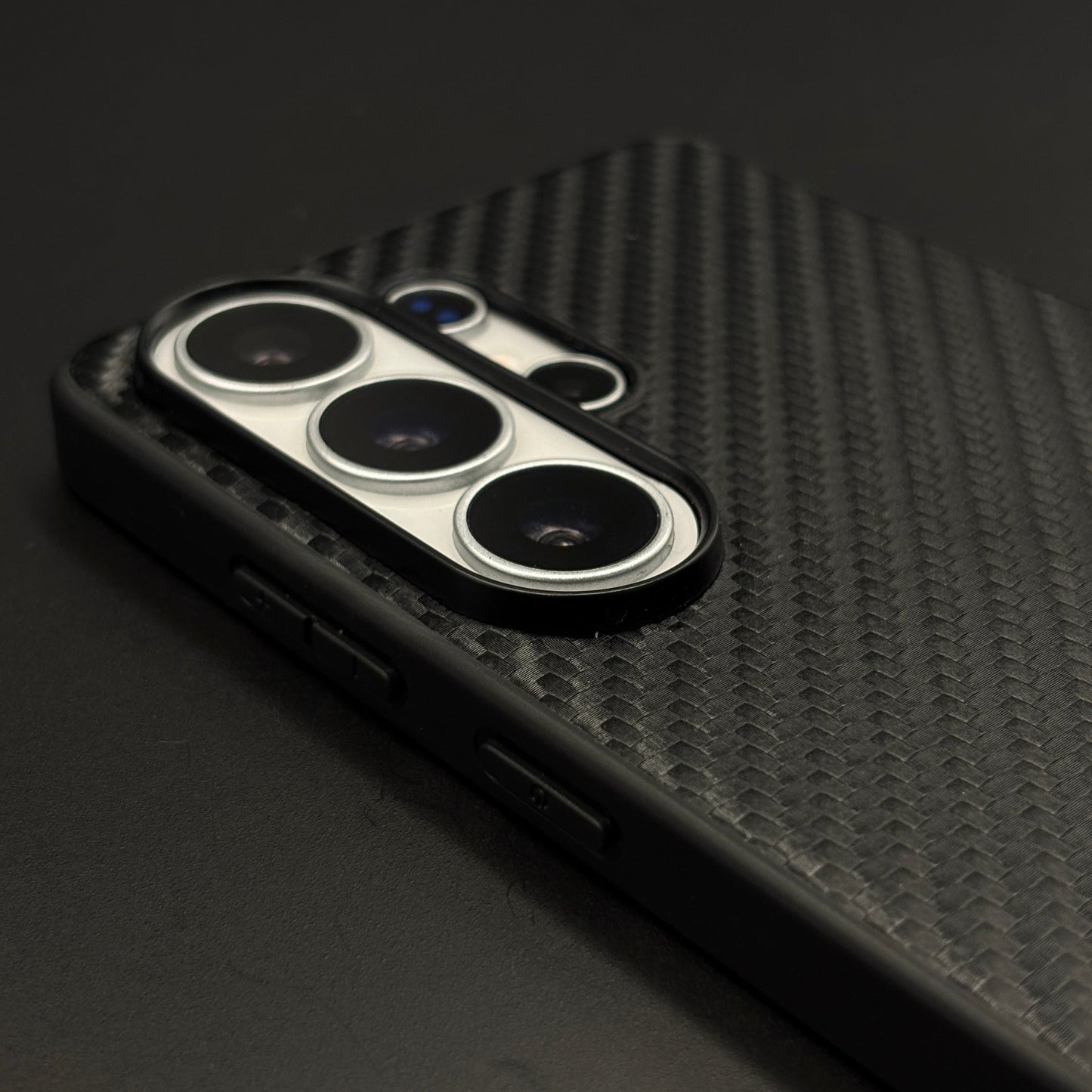 MB Logo Carbon Fibre Texture Leather Style Mobile Case Cover for Samsung Galaxy S26 Ultra