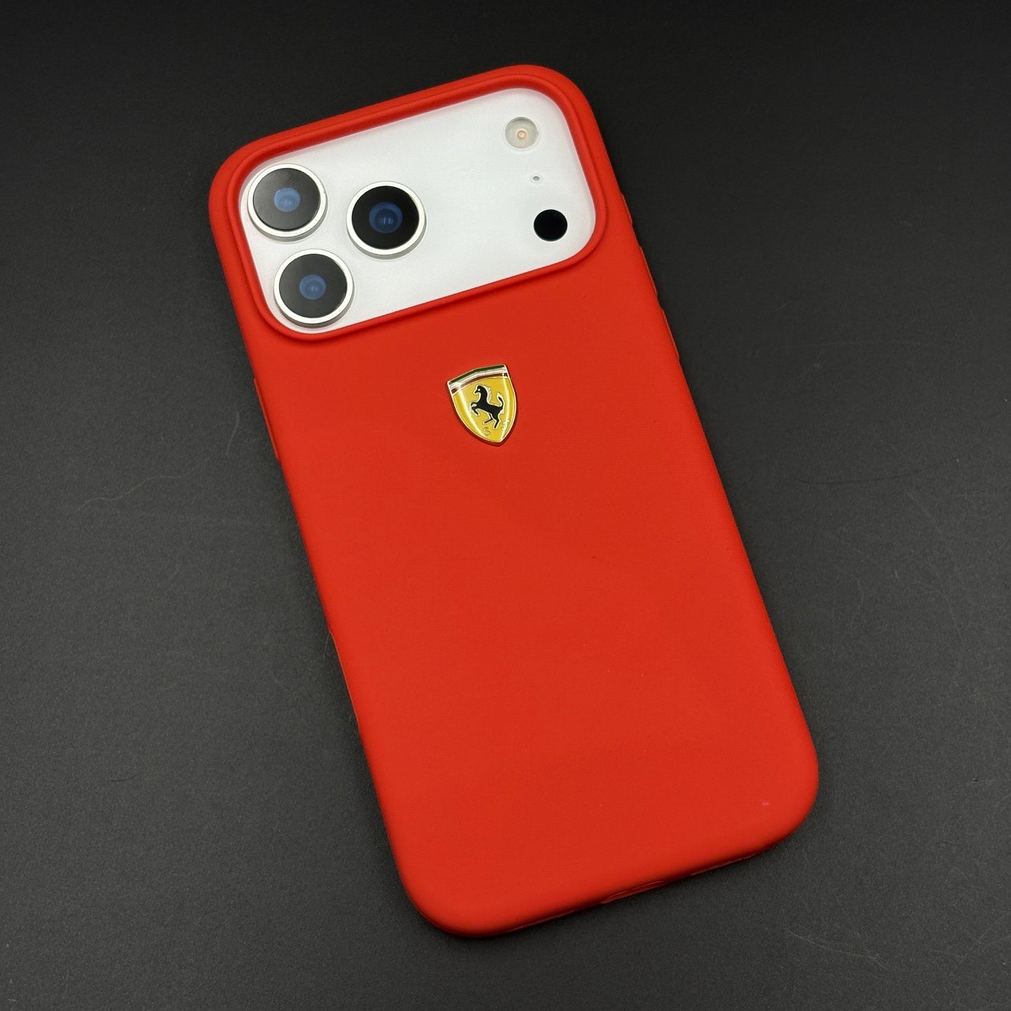 FR Edition Smooth Silk Feel Red Silicone Phone Case Cover for iPhone 17 Series | Sporty Luxury Finish