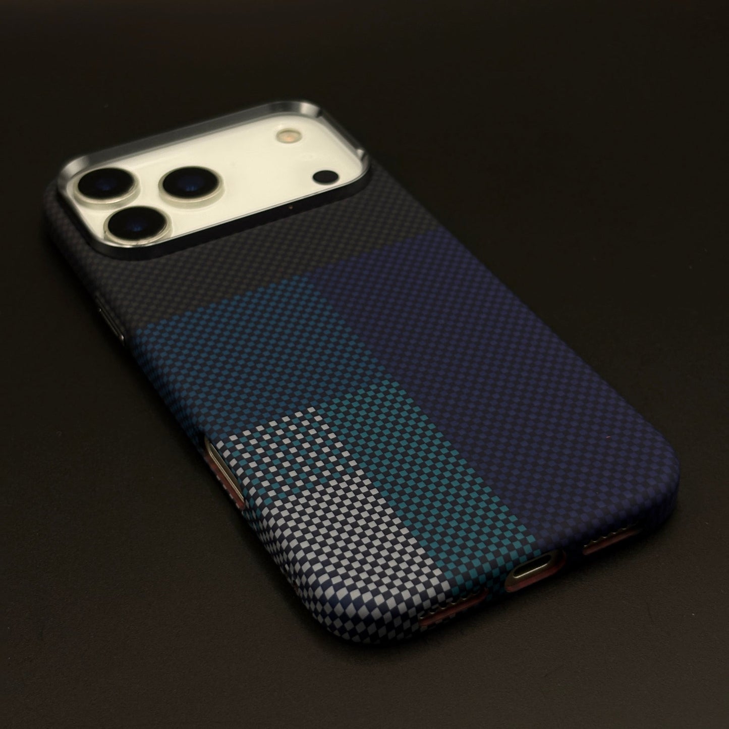 Blue Block Aramid Phone Case Cover with Hidden MagSafe for iPhone 17 Series | Carbon Fibre Feel