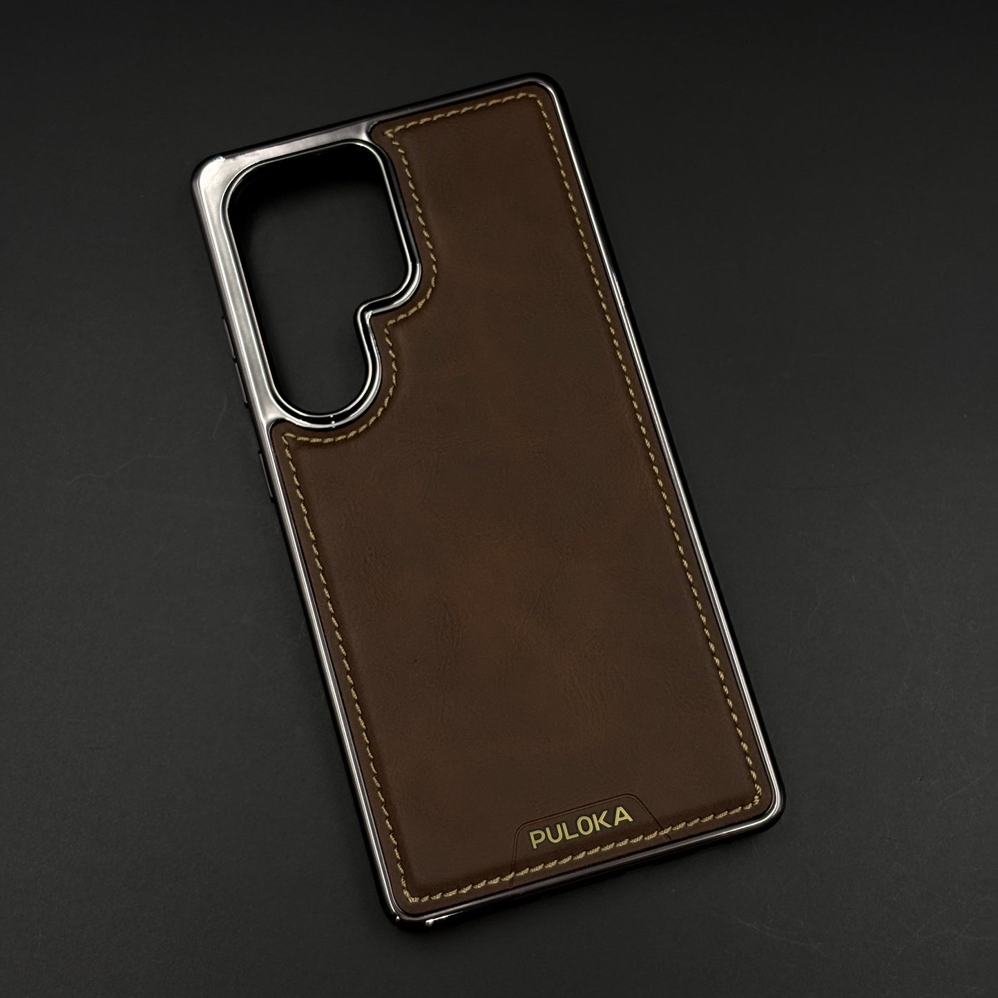 Stitch Leather Hidden MagSafe Case for Samsung Galaxy S24 Ultra | Chrome Trim Luxury