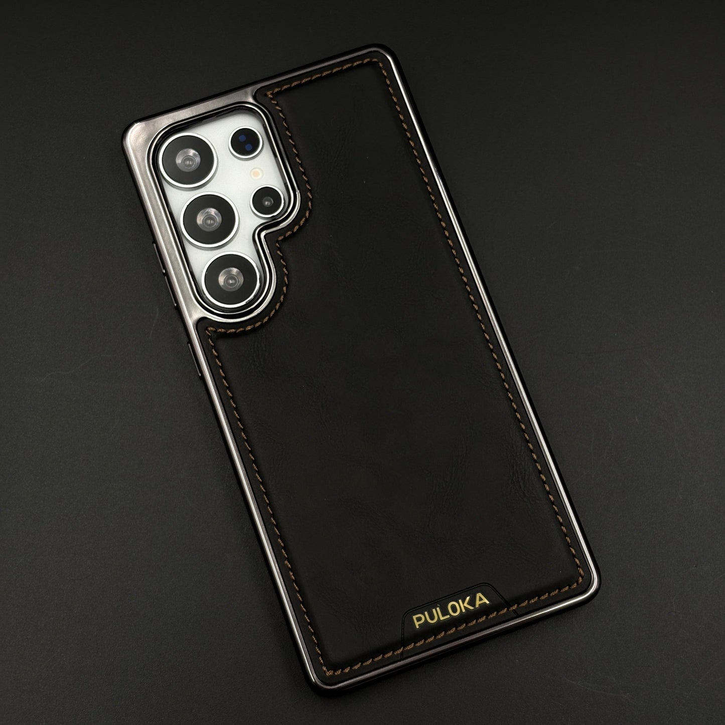 Stitch Leather Hidden MagSafe Case for Samsung Galaxy S24 Ultra | Chrome Trim Luxury