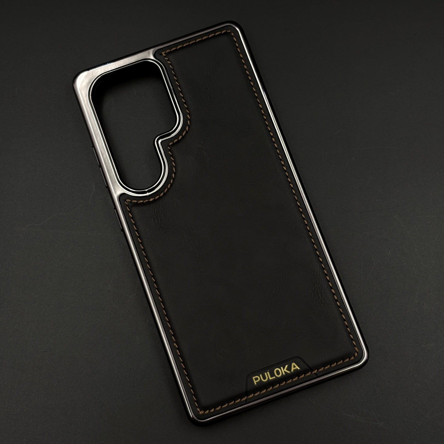 Stitch Leather Hidden MagSafe Case for Samsung Galaxy S24 Ultra | Chrome Trim Luxury