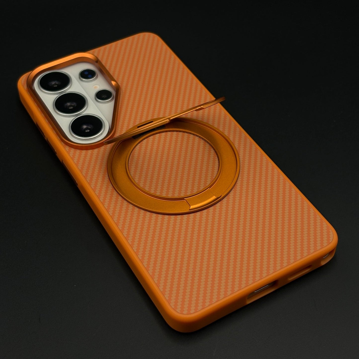 Carbon Fibre Metal Rotating Stand MagSafe Case for Samsung Galaxy S26 Ultra