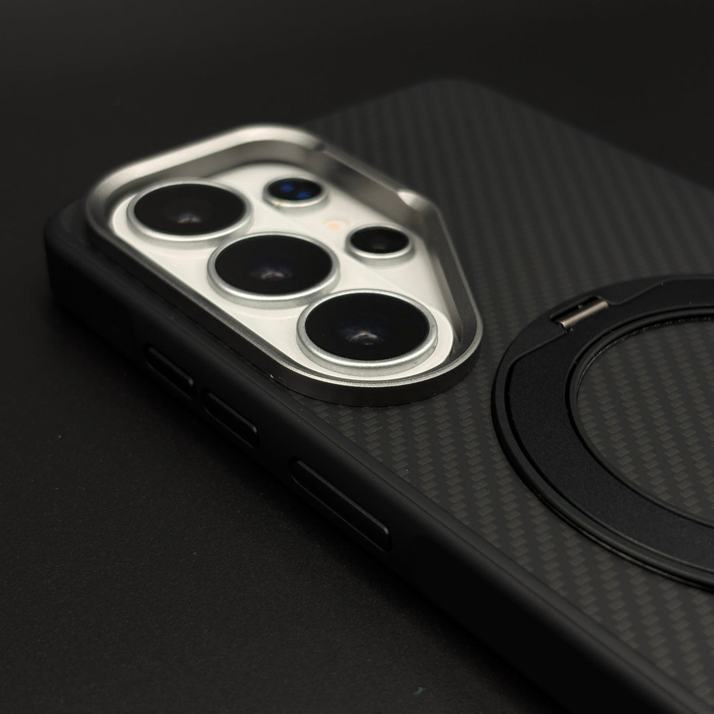 Carbon Fibre Metal Rotating Stand MagSafe Case for Samsung Galaxy S26 Ultra