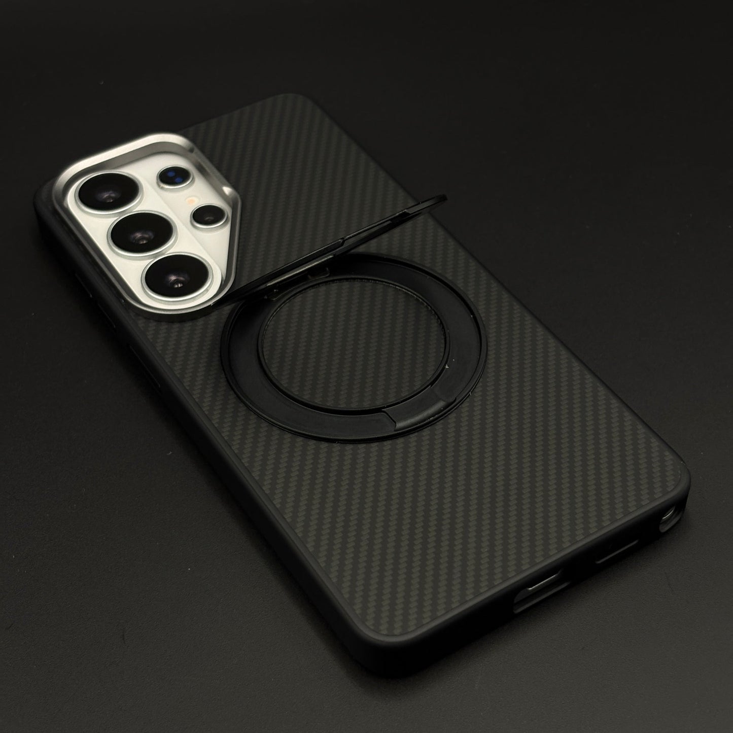 Carbon Fibre Metal Rotating Stand MagSafe Case for Samsung Galaxy S26 Ultra