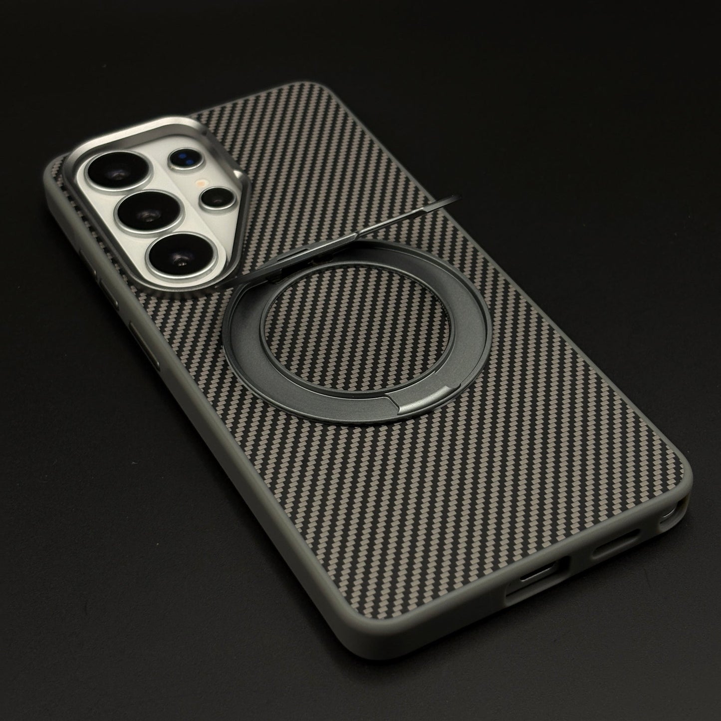 Carbon Fibre Metal Rotating Stand MagSafe Case for Samsung Galaxy S26 Ultra