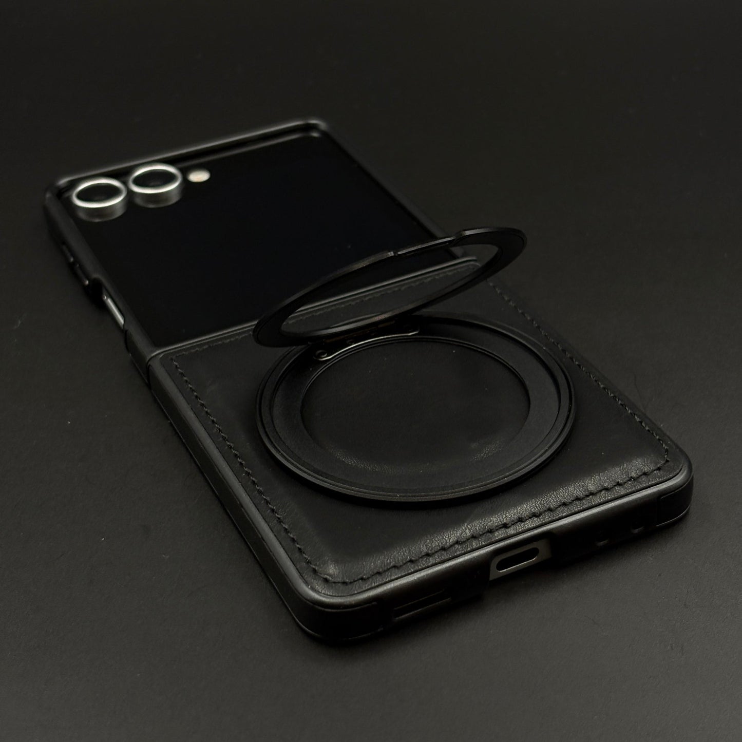 Stitch Leather Series MagSafe Case for Samsung Galaxy Z Flip 7 | 360° Rotating Metal Stand
