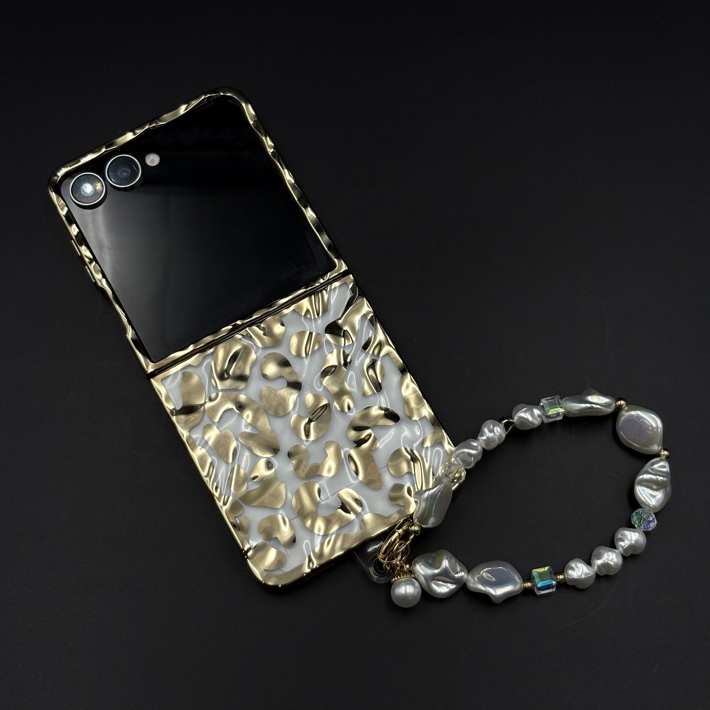 Leopard Case with Pearl Sling for Samsung Galaxy Z Flip 7 | Fashion Animal Print
