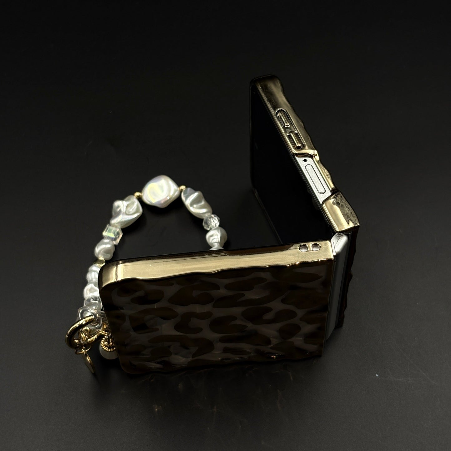 Leopard Case with Pearl Sling for Samsung Galaxy Z Flip 7 | Fashion Animal Print