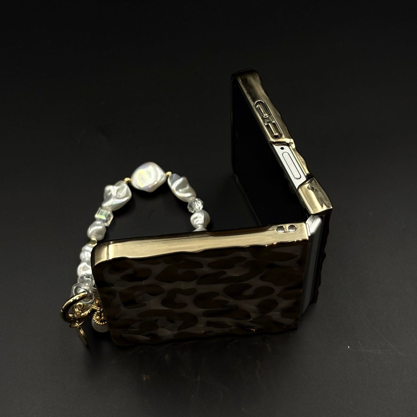 Leopard Case with Pearl Sling for Samsung Galaxy Z Flip 7 | Fashion Animal Print