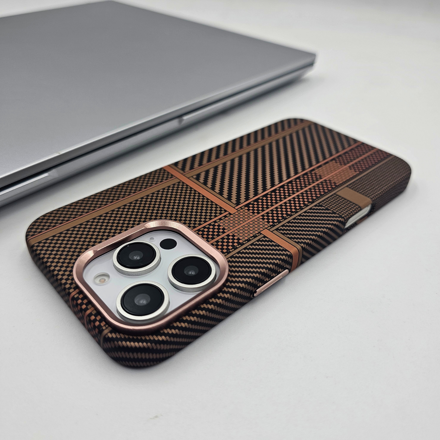 iPhone Series Desert Brown Premium Slim Case | Rare Aramid Texture Finish | Real Carbon Fibre Feel | Hidden MagSafe