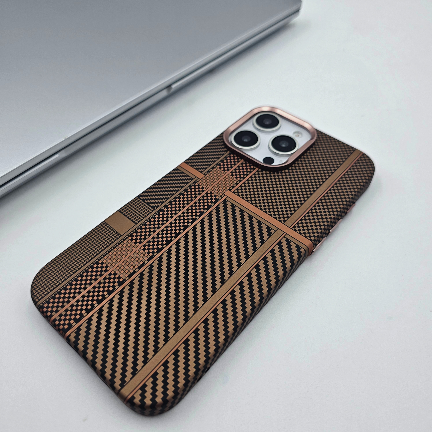 iPhone Series Desert Brown Premium Slim Case | Rare Aramid Texture Finish | Real Carbon Fibre Feel | Hidden MagSafe