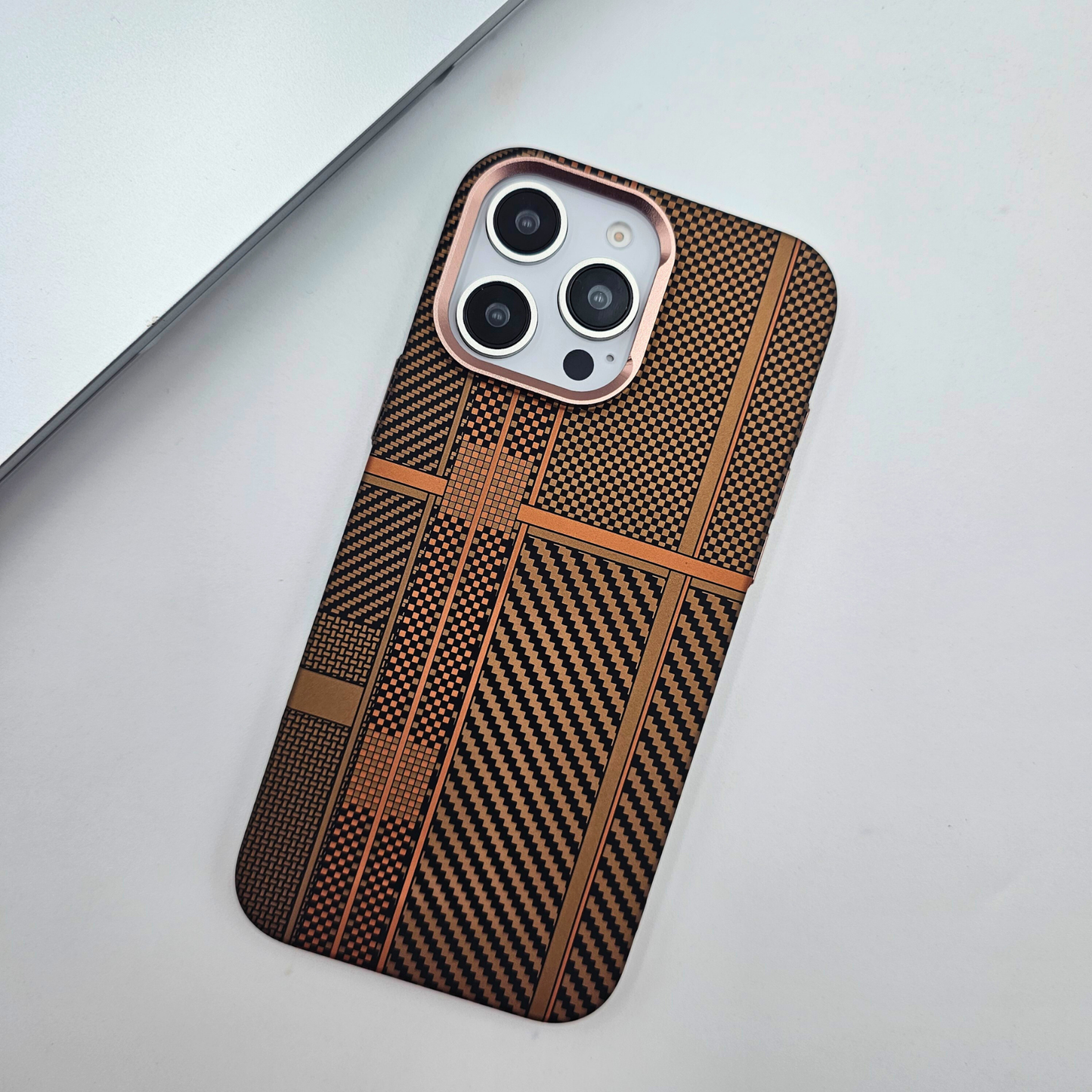 iPhone Series Desert Brown Premium Slim Case | Rare Aramid Texture Finish | Real Carbon Fibre Feel | Hidden MagSafe
