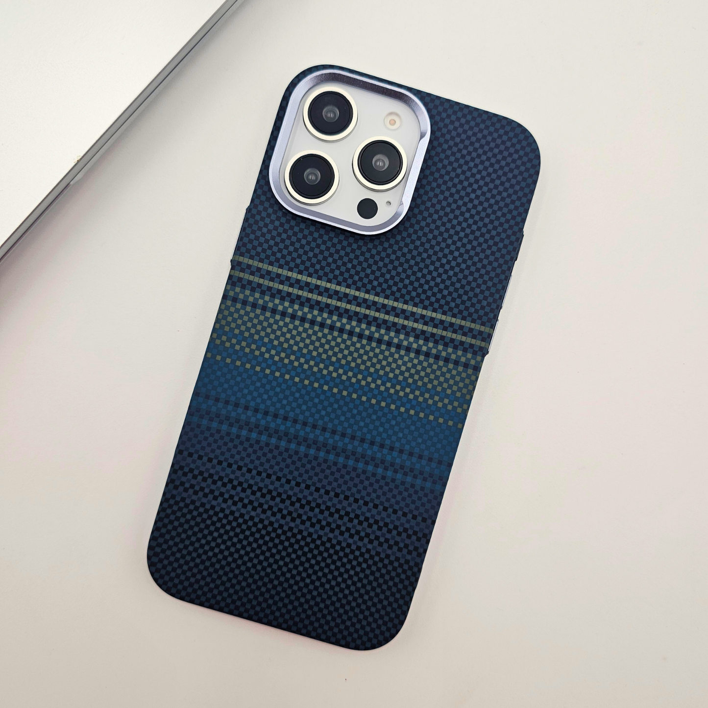 iPhone Series Teal Premium Slim Case | Rare Aramid Texture Finish | Real Carbon Fibre Feel | Hidden MagSafe