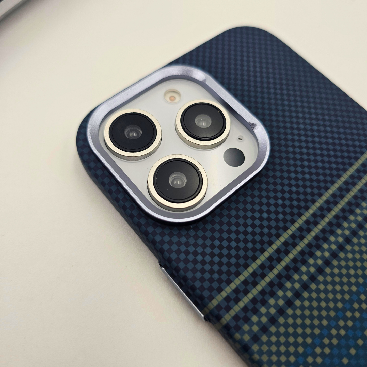 iPhone Series Teal Premium Slim Case | Rare Aramid Texture Finish | Real Carbon Fibre Feel | Hidden MagSafe