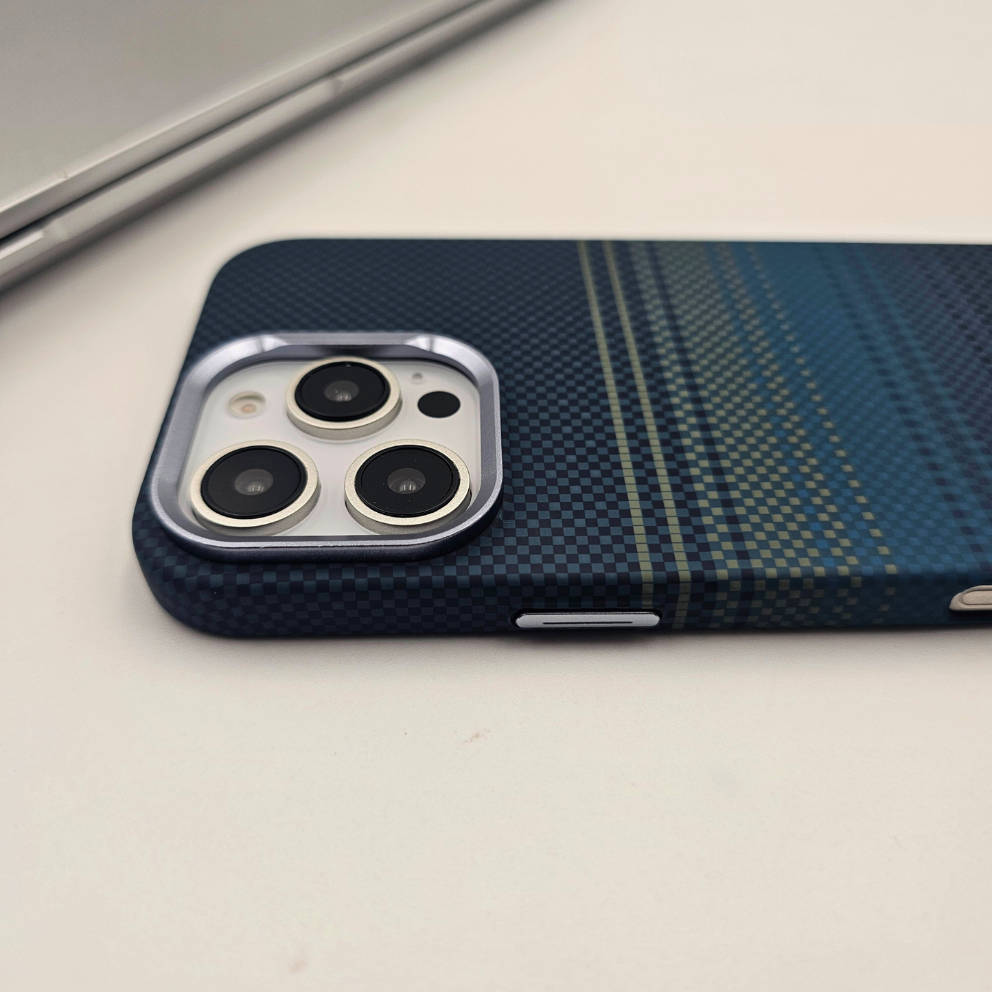 iPhone Series Teal Premium Slim Case | Rare Aramid Texture Finish | Real Carbon Fibre Feel | Hidden MagSafe