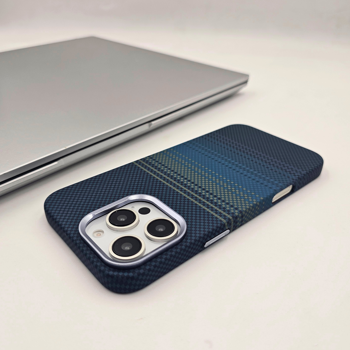 iPhone Series Teal Premium Slim Case | Rare Aramid Texture Finish | Real Carbon Fibre Feel | Hidden MagSafe