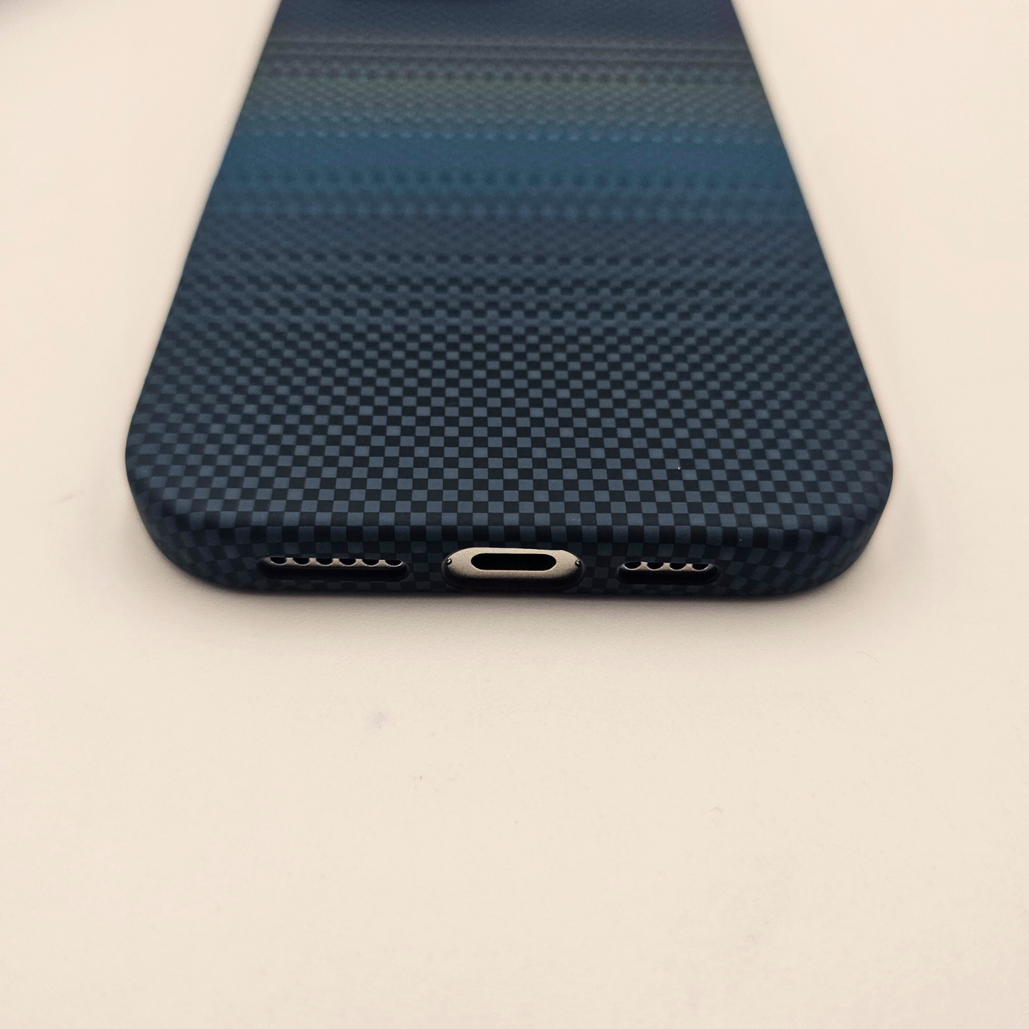 iPhone Series Teal Premium Slim Case | Rare Aramid Texture Finish | Real Carbon Fibre Feel | Hidden MagSafe