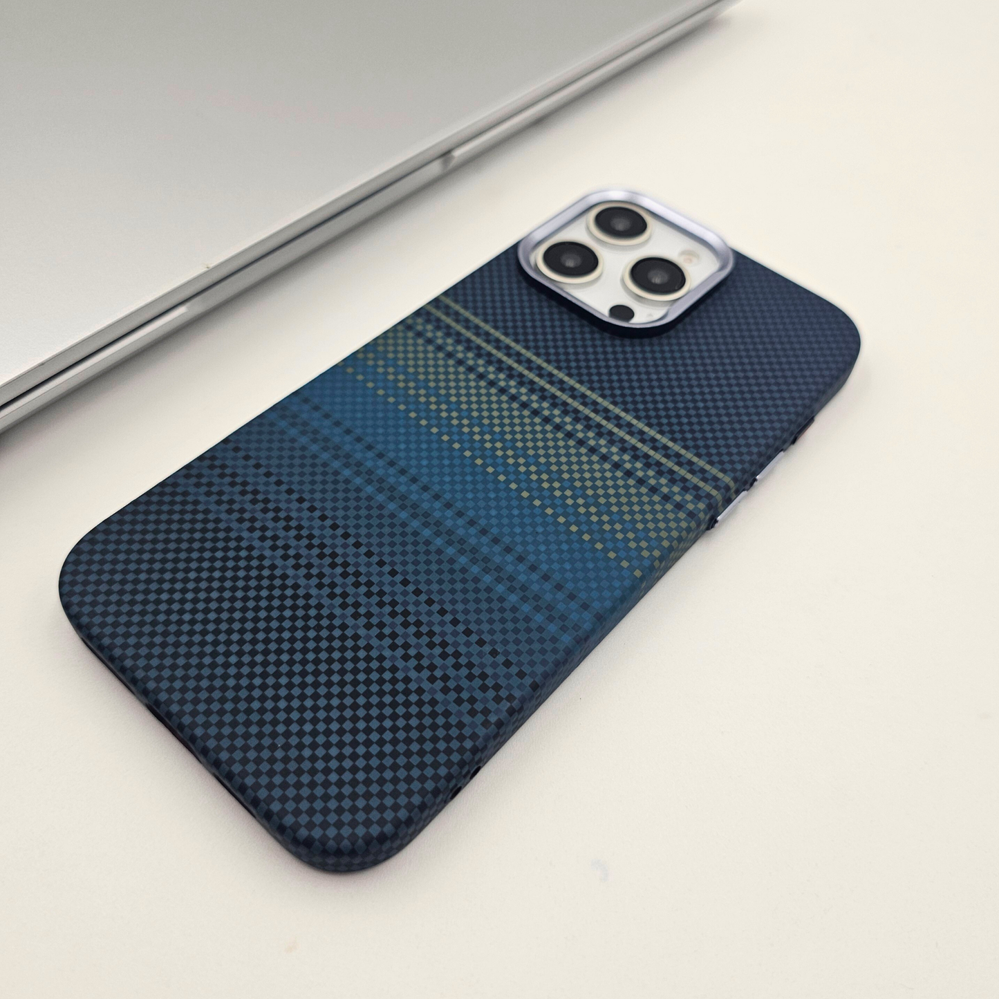 iPhone Series Teal Premium Slim Case | Rare Aramid Texture Finish | Real Carbon Fibre Feel | Hidden MagSafe