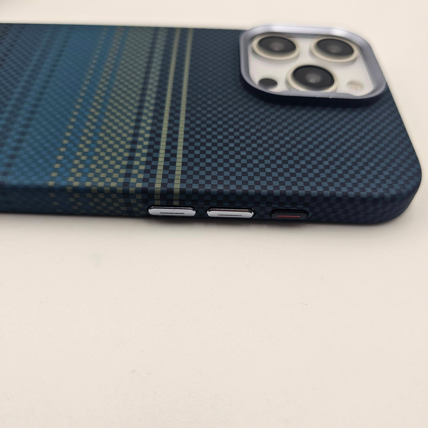 iPhone Series Teal Premium Slim Case | Rare Aramid Texture Finish | Real Carbon Fibre Feel | Hidden MagSafe
