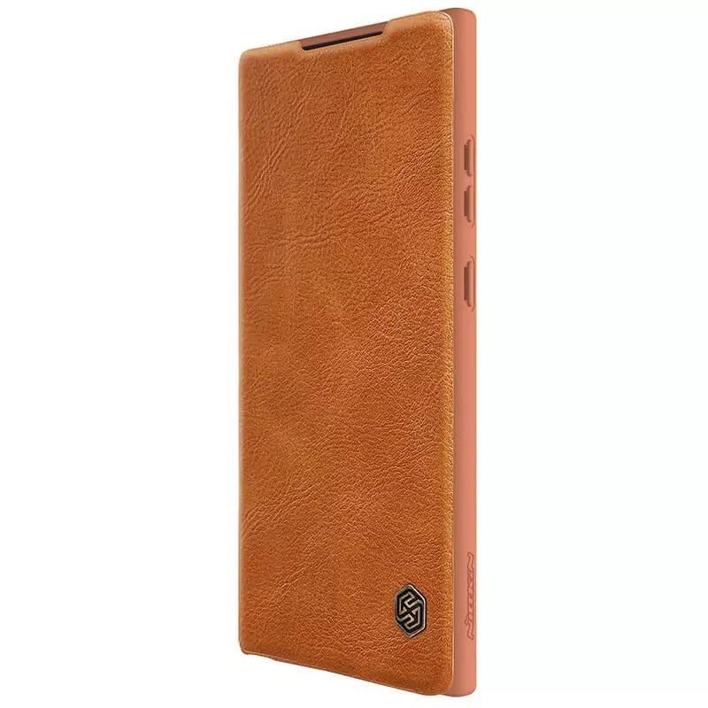 Samsung Galaxy S22 Ultra Camera Protection QIN Leather Flip Case Brown