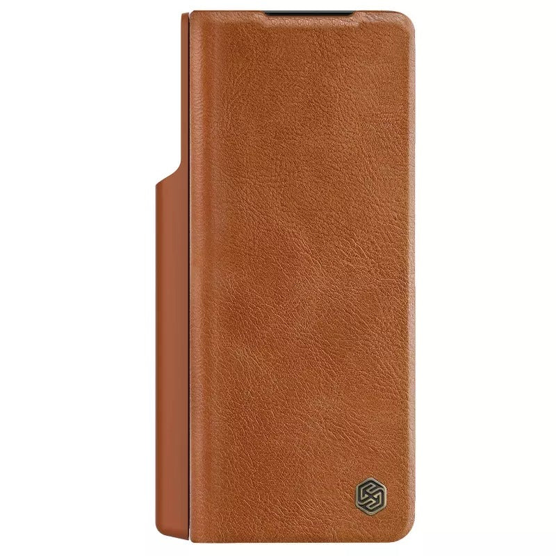 Nillkin Samsung Galaxy Z Fold 4 5G Qin Pro Leather Flip Case Pen Holder Brown