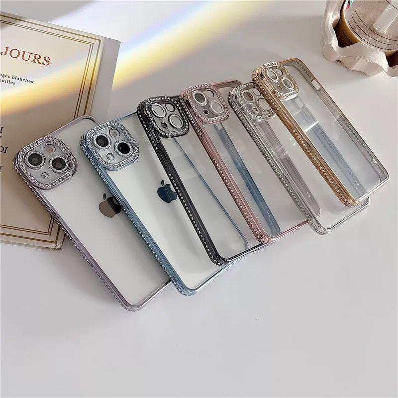 iPhone 15 Series Side Diamond Transparent Chrome Case Cover