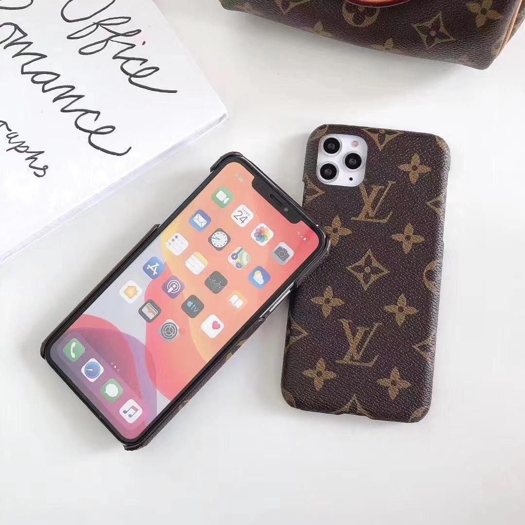 iPhone 16 Series Luxury Leather Brand Phone Case Cover Brown