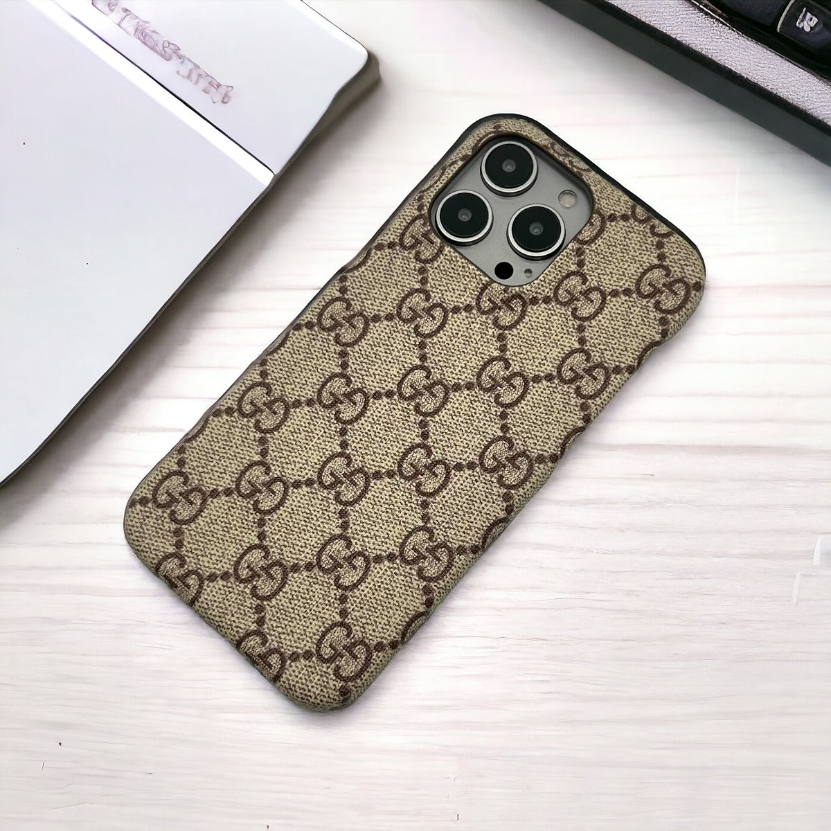 iPhone 16 Series Luxury Brand Pattern PU Leather Case Cover