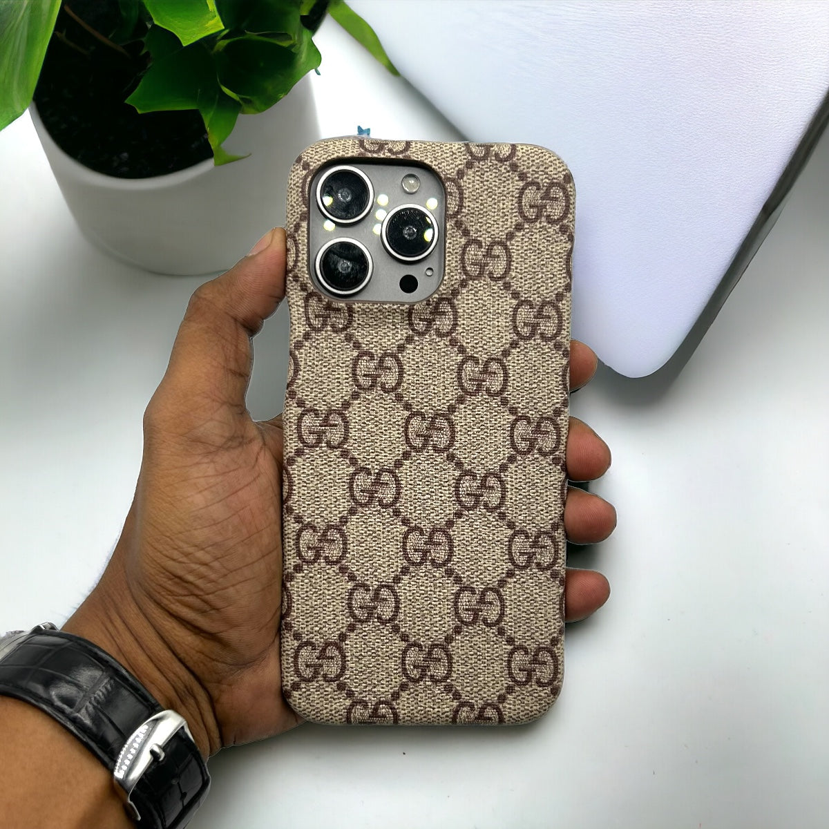 iPhone Luxury Brand Pattern PU Leather Case Cover