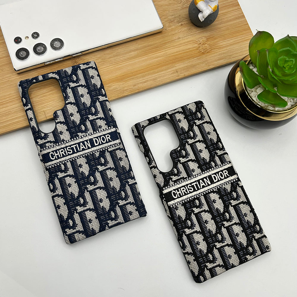 Embroidered Designer Fabric CD Case for Samsung Galaxy S25 Ultra | Sophisticated Slim Cover