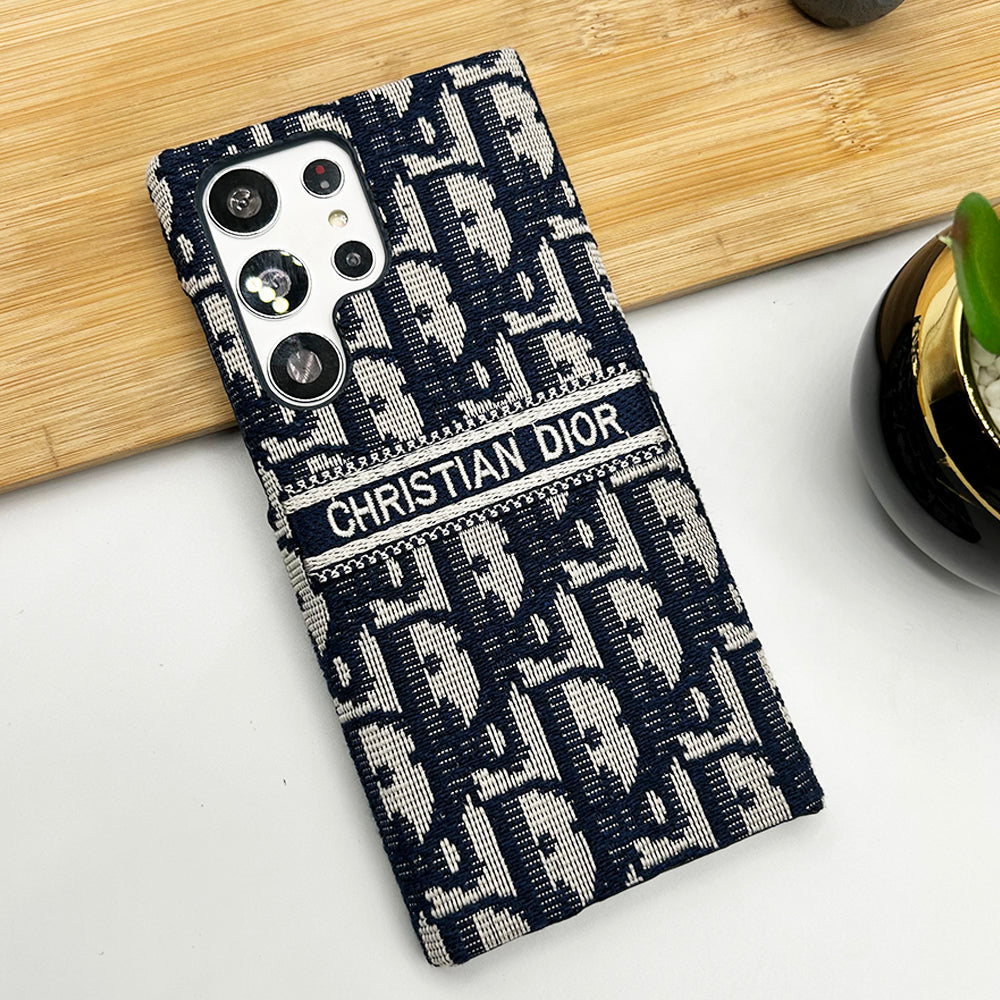 Embroidered Designer Fabric CD Case for Samsung Galaxy S25 Ultra | Sophisticated Slim Cover