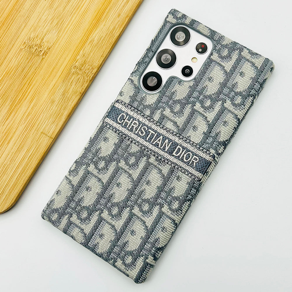 Embroidered Designer Fabric CD Case for Samsung Galaxy S24 Ultra | Sophisticated Slim Cover