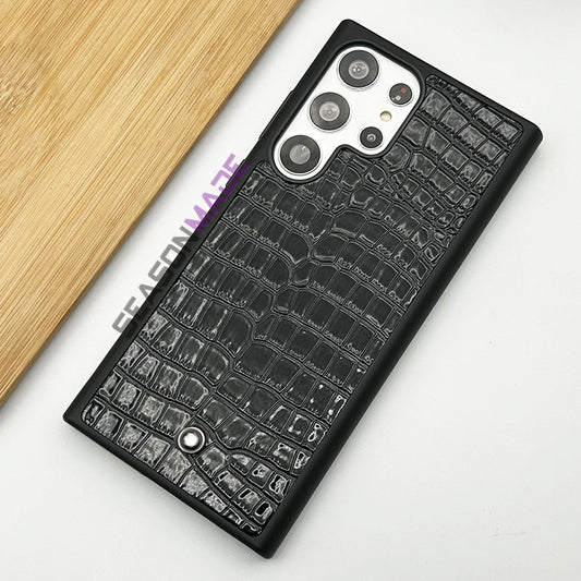 Samsung Galaxy S25 Ultra Croc Pattern MB Logo PU Leather Case Cover